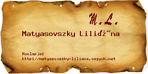 Matyasovszky Liliána névjegykártya